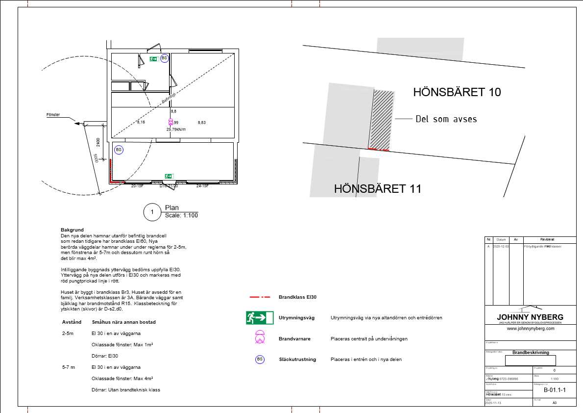 Konstruktionsritningar brandbeskrivning